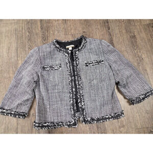 Muse for Boston Proper 3/4 Sleeve Jacket Blazer White/Black Women's Size 10